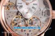 Audemars Piguet Jules Audemars Skeleton Tourbillon Asia ST25 Automatic Rose Gold Case Silver Dial Roman Numeral Markers and Brown Leather Strap