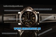 Panerai Marina Swiss ETA 6497 Manual Winding Steel Case Black Dial Stick/Arabic Numeral Markers With Steel Bezel Black Leather Strap (Luminor Marina Fu)