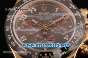 Rolex Daytona Chrono Swiss Valjoux 7750 Automatic Yellow Gold Case with Ceramic Bezel Rubber Strap and Grey Dial (BP)