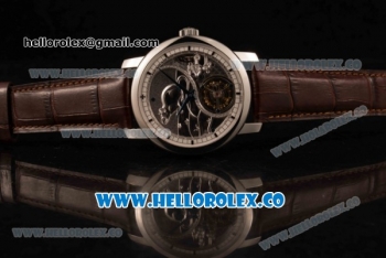 Vacheron Constantin Traditionelle Minute Repeater Tourbillon Swiss Tourbillon Manual Winding Steel Case with Steel Bezel Gray Dial and Brown Leather Strap