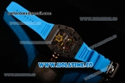 Richard Mille Jean Todt Limited Edition RM 036 Asia Seagull SH Automatic Carbon Fiber Case with Skelton Dial Arabic Numeral Markers and Blue Rubber Strap