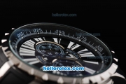 Roger Dubuis Excalibur Chronograph Quartz Movement Steel Case with Black Dial and Black Rubber Strap