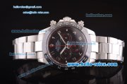 Rolex Daytona II Automatic 7750 Coating Steel Case and Strap with Black Dial - Silver Arabic Numeral Markers