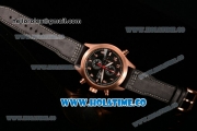 IWC Pilot's Watch Spitfire Chrono Miyota Quartz Rose Gold Case with Black Leather Strap Black Dial and Arabic Numeral Markers