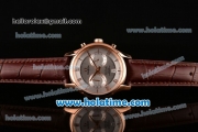 Omega De Ville Co-Axial Chronograph VK Quartz Movement Rose Gold Case and Brown Leather Strap with Silver Dial