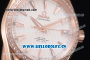 Omega Seamaster Aqua Terra 150 M Co-Axial Clone 8500 Automatic Rose Gold Case with White Dial and Diamonds Bezel (EF)