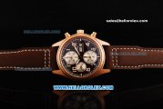 IWC Pilot's Watch Chronograph Swiss Valjoux 7750 Automatic Movement Rose Gold Case with Brown Dial and Brown Leather Strap