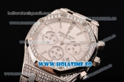 Audemars Piaget Royal Oak 41MM Chronograph Steel/Diamonds Case with White Dial and Stick Markers (EF)