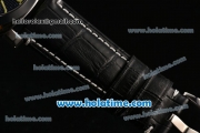 Panerai PAM 090 Luminor Power Reserve Automatic Movement Steel Case with Black Grid Dial and Black Leather Strap