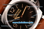 Panerai PAM372 Luminor 1950 3 Days P.3000 Manual Winding 72 Hours Power Reserve Steel Case with Brown Leather Bracelet and Black Dial - 1:1 Best Edition (ZF)