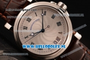 Breguet Marine Big Date Clone Breguet Automatic Steel Case with White Dial and Brown Leather Strap