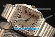 Cartier Santos De Cartier White Gold Miyota 9015 Auto With Diamonds Bezel WJSA0009