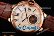 Cartier Ballon Bleu De Tourbillon Asia Automatic Rose Gold Case with White Dial and Brown Leather Strap - Roman Numeral Markers