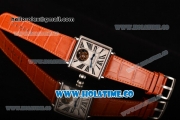 Minorva Swiss Tourbillon Manual Winding Steel Case with White Dial Orange Leather Strap and Black Roman Numeral Markers