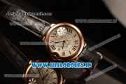 Cartier Ballon Bleu De Large Japanese Miyota 9015 Automatic Rose Gold Case White Dial Roman Numeral Markers With Rose Gold Bezel Black Leather Strap