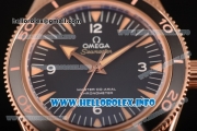Omega Seamaster 300 Master Co-Axial Clone Omega 8500 Automatic Rose Gold Case with Black Dial Stick Markers and Black/Grey Nylon Strap