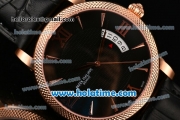 Patek Philippe Calatrava Swiss ETA 2824 Automatic Rose Gold Case with Black Dial and Stick/Roman Numeral Markers