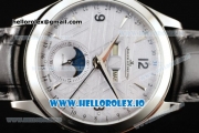 Jaeger-LECoultre Master Calendar Miyota 9015 Automatic Steel Case White Dial With Stick/Arabic Numeral Markers Black Leather Strap (JH)