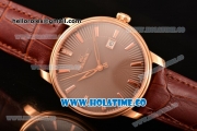 BlancPain Villeret Ultraplate Remontage Automatique Miyota 9015 Automatic Rose Gold Case with Brown Dial and Stick Markers