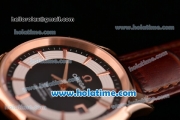 Omega De Ville Hour Vision Swiss ETA 2836 Automatic Rose Gold Case and Brown Leather Strap with Black Dial