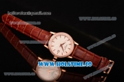 Patek Philippe Calatrava Swiss ETA 2824 Automatic Rose Gold Case with Stick Markers Diamonds Bezel and White Dial