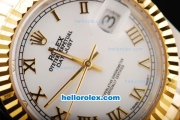 Rolex Datejust Automatic Movement White Dial with Gold Roman Markers and Steel Case-18K Gold Never Fade