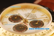 Rolex Daytona Chronograph Swiss Valjoux 7750 Automatic Movement Gold Case with White Dial and Numeral Markers
