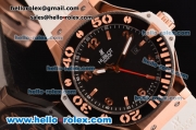 Hublot Big Bang King Swiss Valjoux 7750-DD Automatic Rose Gold Case with Black Bezel and Black Dial - White Rubber Strap