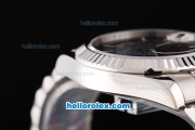 Rolex Day Date II Oyster Perpetual Automatic Movement Silver Case with White Stick Markers and Black Dial