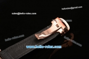 Cartier Ronde Miyota OS20 Quartz Rose Gold Case with Black Leather Strap and Black Dial