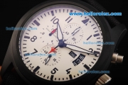 IWC Pilot's Watch TOP GUN Chronograph Quartz Movement PVD Case with White Dial and Nylon Leather Strap