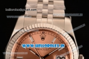 Rolex Datejust Clone Rolex 3135 Automatic Steel Case Orange Dial With Stick Markers Steel Bracelet- 1:1 Original(AR)