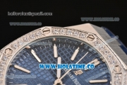 Audemars Piguet Royal Oak 41MM Asia Automatic Steel Case with Blue Grids Dial Diamonds Bezel and Stick Markers