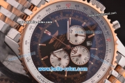 Breitling Navitimer Chronograph Miyota Quartz Two Tone Case/Strap with Black Dial