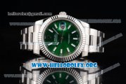 Rolex Datejust II Clone Rolex 3135 Automatic Stainless Steel Case/Bracelet with Green Dial and Stick Markers