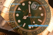 Rolex GMT Master II Swiss ETA 2836 Automatic Gold Case with Green Dial and Steel Strap