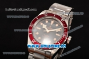 Tudor Heritage Black Bay Asia 2813 Automatic Steel Case/Bracelet with Black Dial and Red Bezel (ZF)