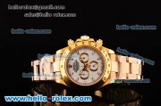 Rolex Daytona Chrono Swiss Valjoux 7750-SHG Automatic Gold Case/Strap with Stick Markers and White Dial