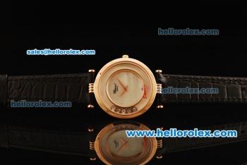 Chopard Happy Sport Swiss Quartz Movement Rose Gold Case with MOP Dial and Black Leather Strap