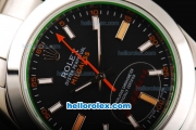 Rolex Milgauss Oyster Perpetual Full Steel with Black Dial and Orange Second Hand-Green Glass