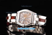 Cartier Roadster Swiss ETA 2671 Automatic Movement with Brown Dial and White Rome Numeral Marker-SS Strap