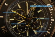 Breitling SuperOcean Chronograph Quartz PVD Case with Black Dial and PVD Strap-Stick Markers