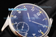 IWC schaffhausen Asia 6497 Manual Winding Movement Black Dial with White Arabic Numeral Markers and Black Strap