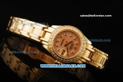 Rolex Datejust Automatic Movement Gold Case with Pink Dial and Diamond Bezel-ETA Coating Case