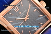 Vacheron Constantin Historiques Toledo Miyota Quartz Rose Gold Case with Stick Markers and Blue Dial