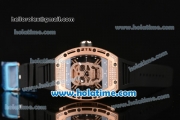 Richard Mille RM 52-01 Swiss ETA 2671 Automatic Rose Gold/Diamond Case with Black Rubber Bracelet White Markers and Skeleton Dial - 1:1 Original