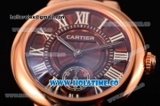 Cartier Ballon Bleu De Small Swiss Quartz Rose Gold Case with Brown Dial White Roman Numeral Markers and Brown Leather Strap