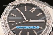 Audemars Piguet Royal Oak 41MM Asia Automatic Steel Case with Black Dial Diamonds Bezel and Stick Markers