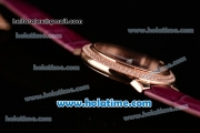 Cartier Ballon Bleu Swiss Quartz Rose Gold Case with Burgundy Leather Strap Diamond Bezel and Burgundy Dial