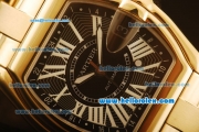Cartier Roadster Swiss ETA 2892 Automatic Full Yellow Gold Case/Strap with Black Dial and Roman Markers